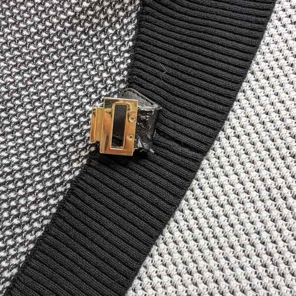 Calvin Klein Womens Black White Short Sleeve Knit Cardigan Sweater Size M - Picture 11 of 15